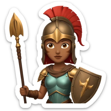 woman spartan warrior holding spear and shield sticker