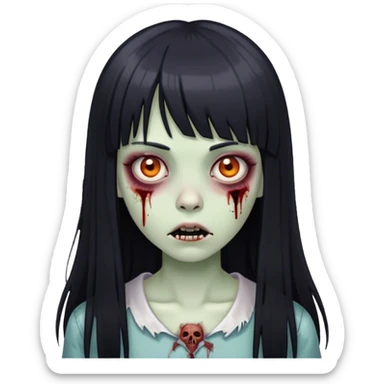 zumbie girl with black long straight hair with bangs (like this 🧟‍♀️) sticker