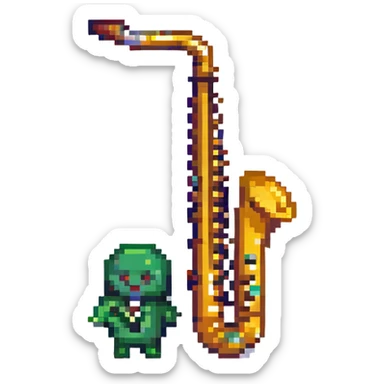 jazzy energetic musical emoji pixel art style sticker