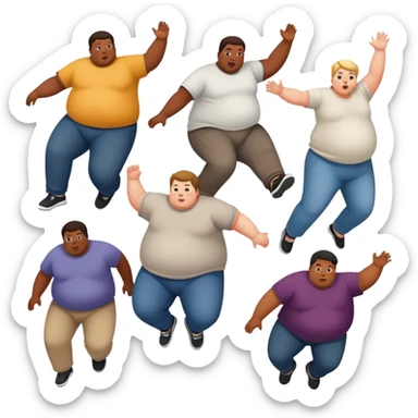 Fat people falling sticker