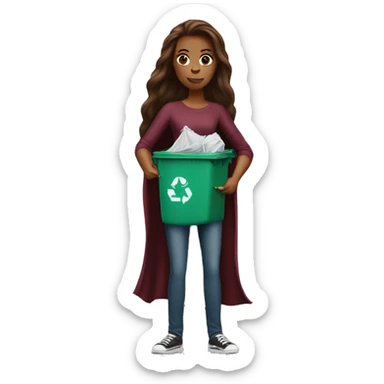 Beautiful burgundy long haired woman taking out the trash sticker