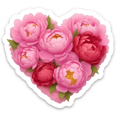 Heart with peonies sticker