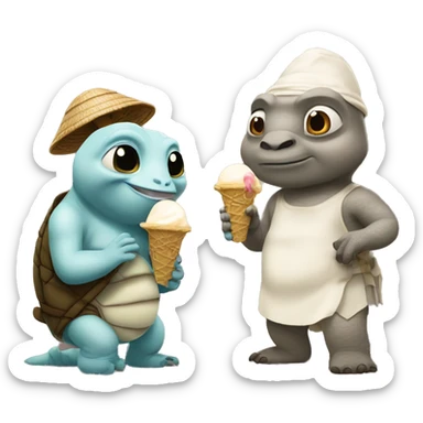 Master oogway and Kanye west eating ice cream  sticker