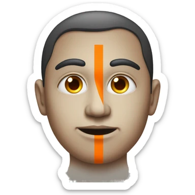 a neutral face with india flag in the background and with his third orange eye sticker