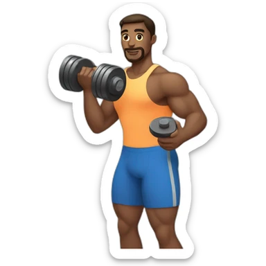 man holding dumbbell in left hand sticker