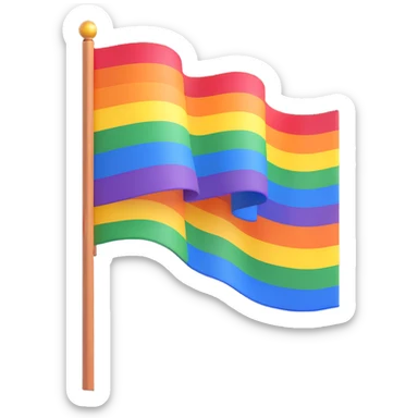 stylized waving rainbow pride flag sticker