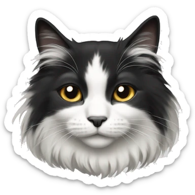 Black and white long haired cat sticker