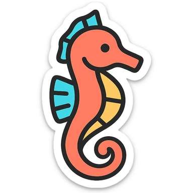seahorse icon with color outline sticker