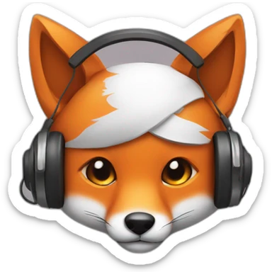 cute fox face with wearing headphone  sticker