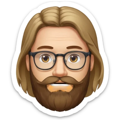 bearded long haired man with eyeglasses sticker