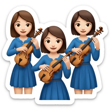Create an imagine of three brunette women playing string instruments sticker