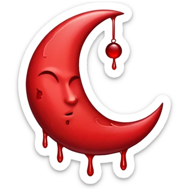  crescent moon with blood dripping from it red sticker
