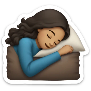 Long dark brown haired woman sleeping sticker