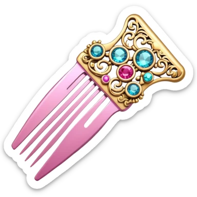 pink comb with jewelry sticker