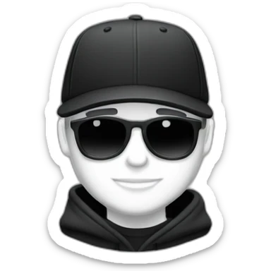 White Designer wearing flat bill hat and black hoodie sticker