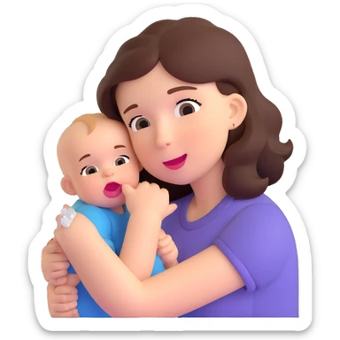 cute baby biting his mother's arm sticker