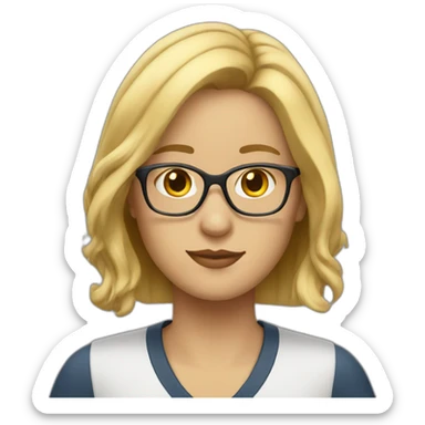 librarian with blonde hair and glasses sticker