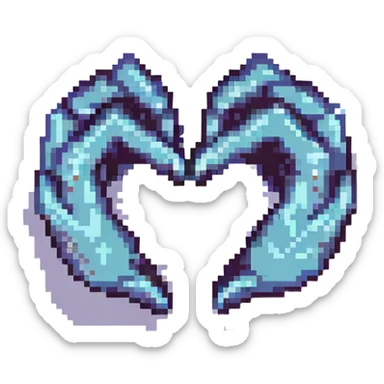 heart hands icon, hands forming a heart, retro pixelated look, simple and charming sticker