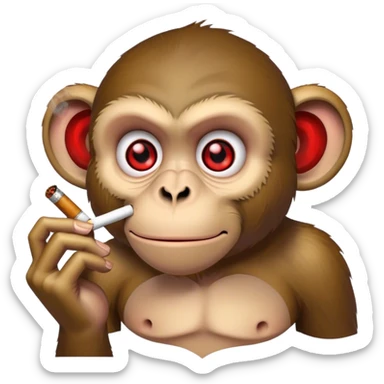 Smoking monkey chillen with bloodshot red eyes  sticker