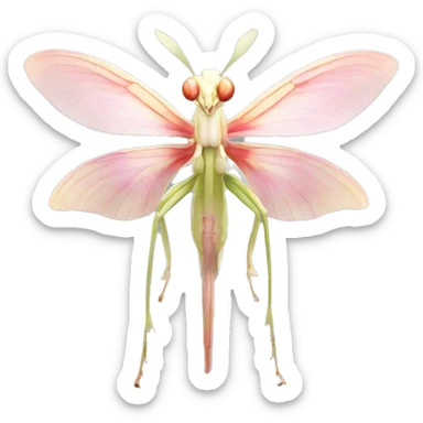 Realistic orchid mantis with wings spread  sticker