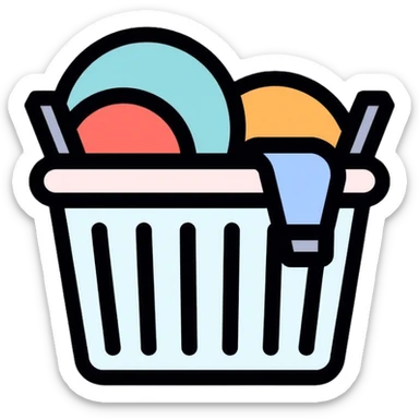 laundry basket with clothes sticker