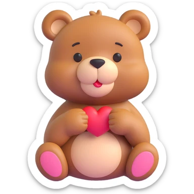 sweet cute bear blowing a kiss with puckered lips and a small heart near its mouth sticker
