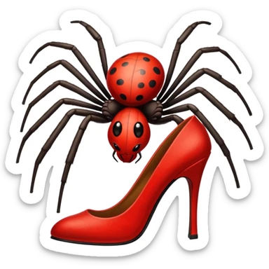 Spider with red high heels on a sticker