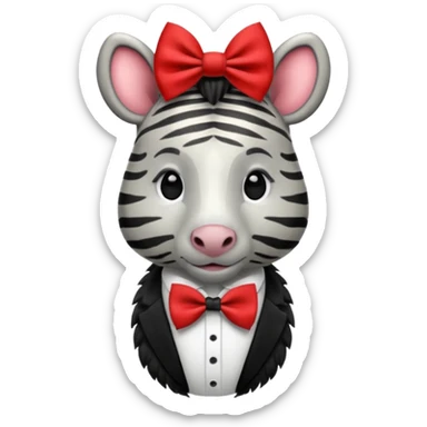 Zebra with a red bow tie sticker