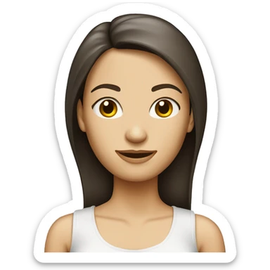 Caucasian brunette lady with skinny top half of body and large bottom half sticker