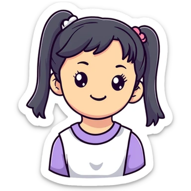cute cartoon girl with pigtails sticker