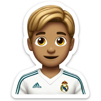 niño Del Real Madrid con 5 años pelo lacio cabello castaño rubio  sticker