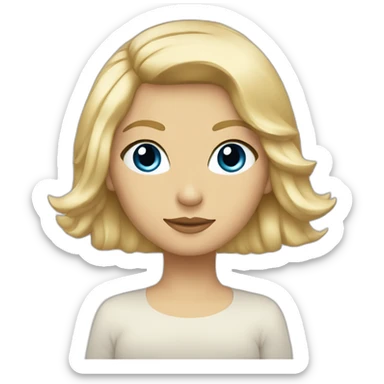 Femme yeux bleus, cheveux longs et blonds, avec un casque musique beige sticker