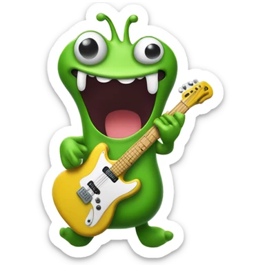 Happy slimy slug playing electric guitar sticker