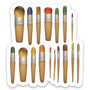 glass jar of wooden paint brushes sticker
