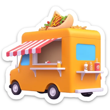generate me a 3D shaorma food truck red sticker