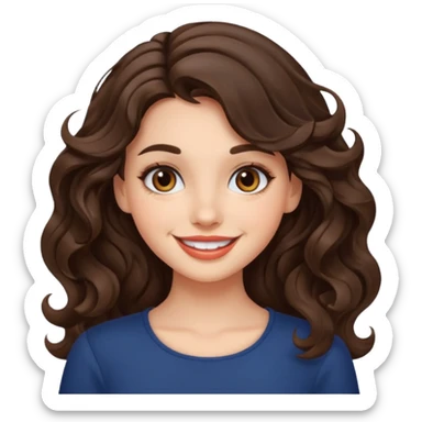 generate pretty brunette girl with wavy hair makeup  sticker