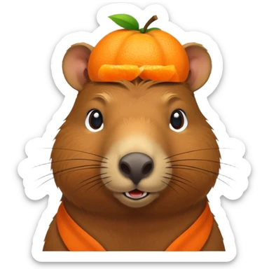 Capibara cu o portocala pe cap sticker