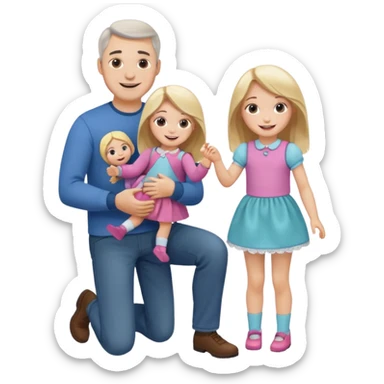 father and daughter playing dolls full body sticker