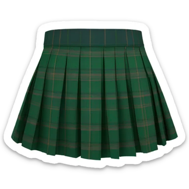 Green tartan pleated mini skirt, isolated sticker