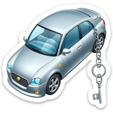 A chain and a car key under the sea sticker