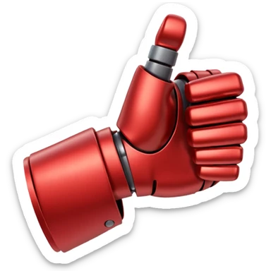 robot hand closed fist but the thumb is up and make the color of the robot  in the shade red sticker