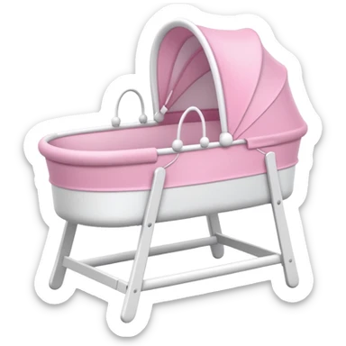 White and pink empty bassinet with white legs  sticker