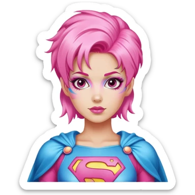 cotton candy woman super hero sticker