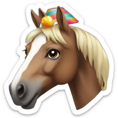 extremely fast party horse with party hat sticker