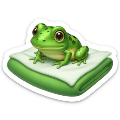cute baby frog on bed sticker