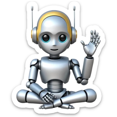 cute robot doing a thinking pose sticker