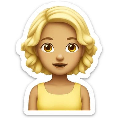 Yellow blossom girl white/tan skin cute  sticker