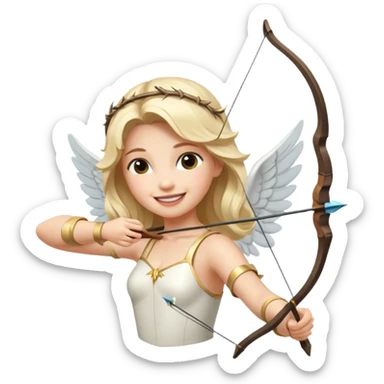 Romance - feeling of excitement associated with love - angel with arrow sticker