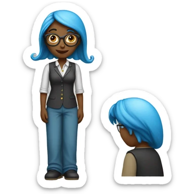 Girl teacher full body Smurf  sticker