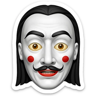 Money Heist, Dali mask (black-white), realistic sticker